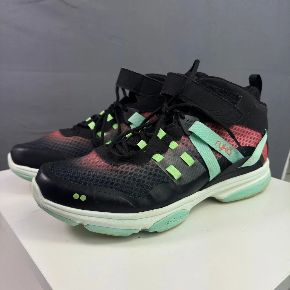 Ryka Devotion XT Mid Training Shoes Womens 11 Black Pink Mint Re-Zorb Athletic